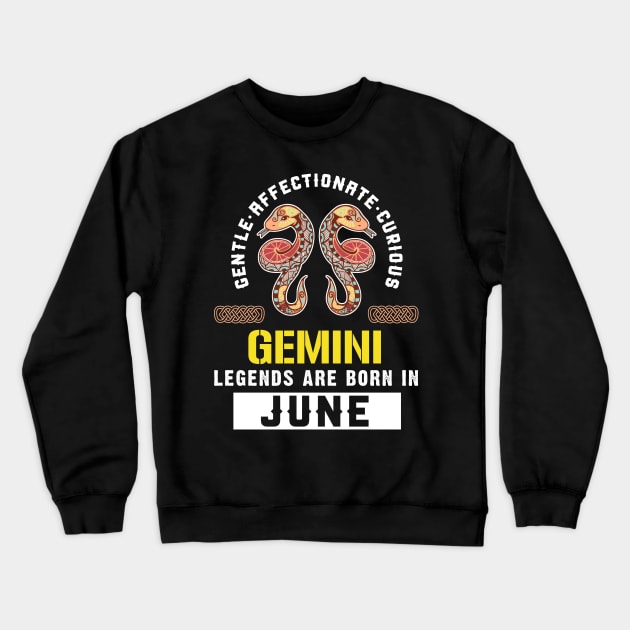 Zodiac Gemini: Born In June Crewneck Sweatshirt by POD Anytime